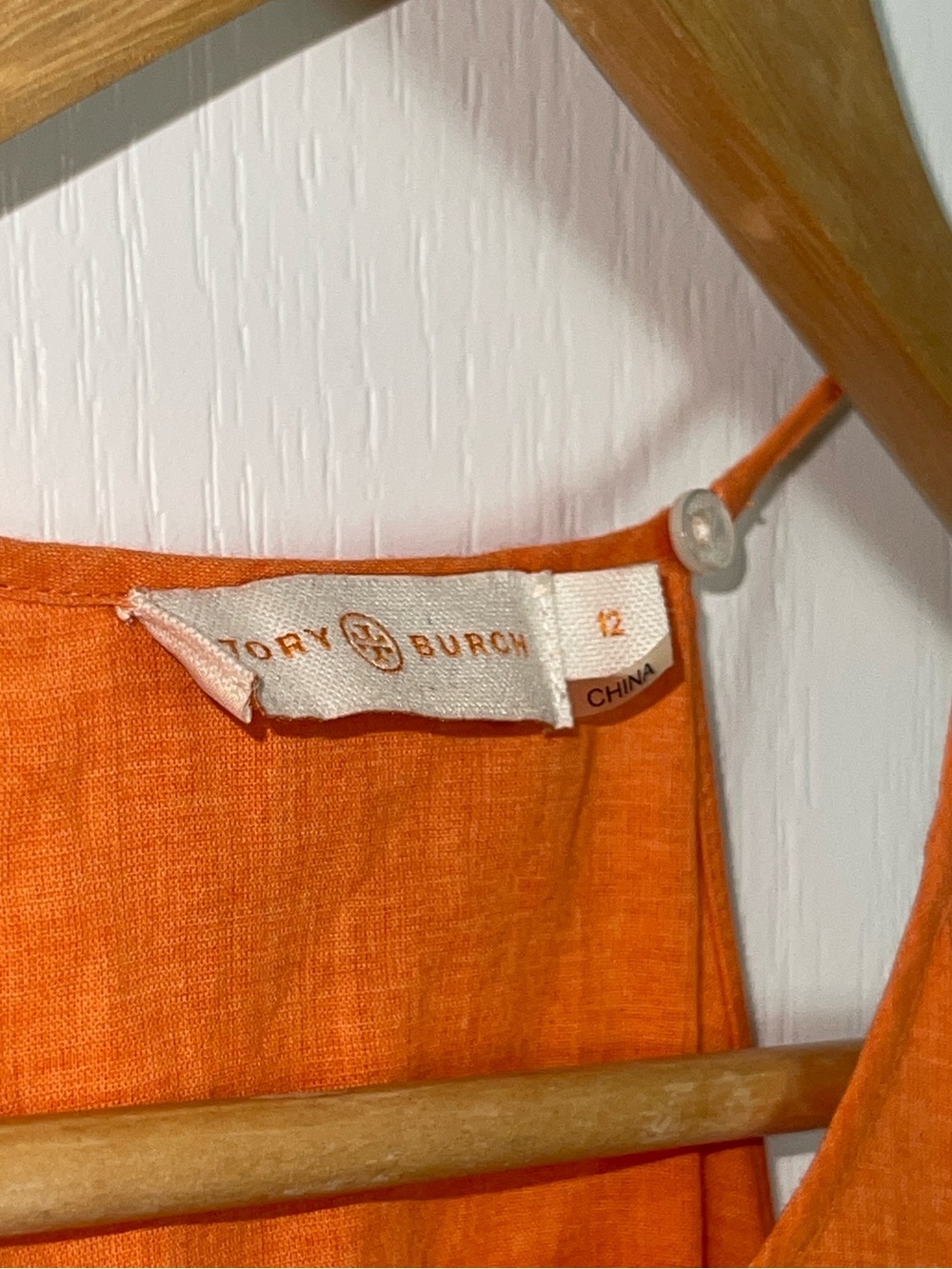 TORY BURCH Orange Pom-Pom Hem Frill Halter Tank Top 100% Cotton Sz 12 - Picture 5 of 10